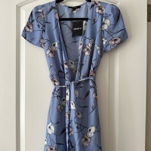 NEW Forever 21 Wrap dress, floral sky blue
